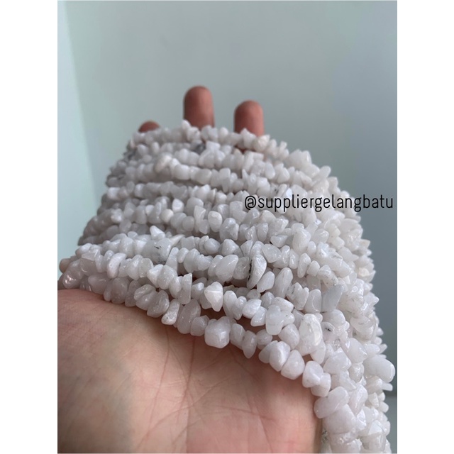 kerikil Batu alam white agate putih 1cm bahan aksesoris craft agatis