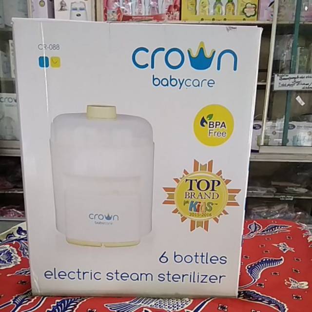 Crown baby steril steriliser electric steam sterilizer 6 botol bayi