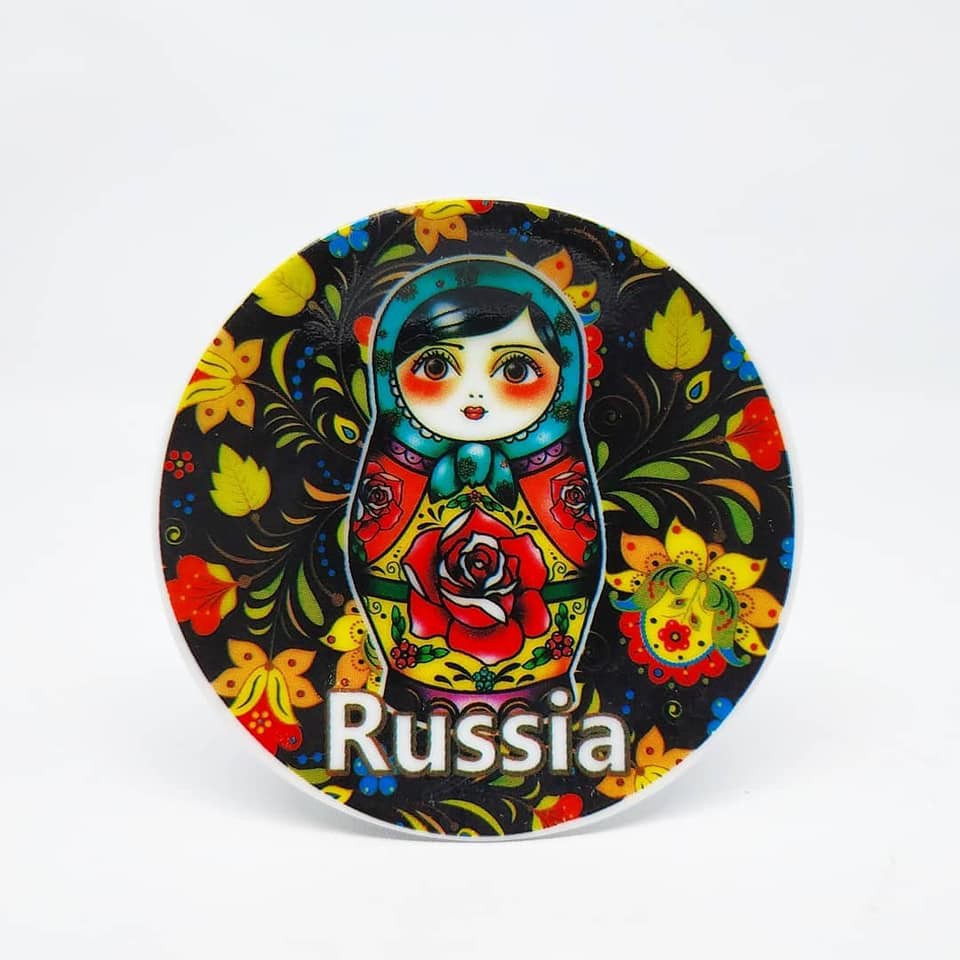 Fridge Magnet Piring Mini Tempelan Kulkas Souvenir Negara Rusia Russia Keramik Piring Russia Hitam