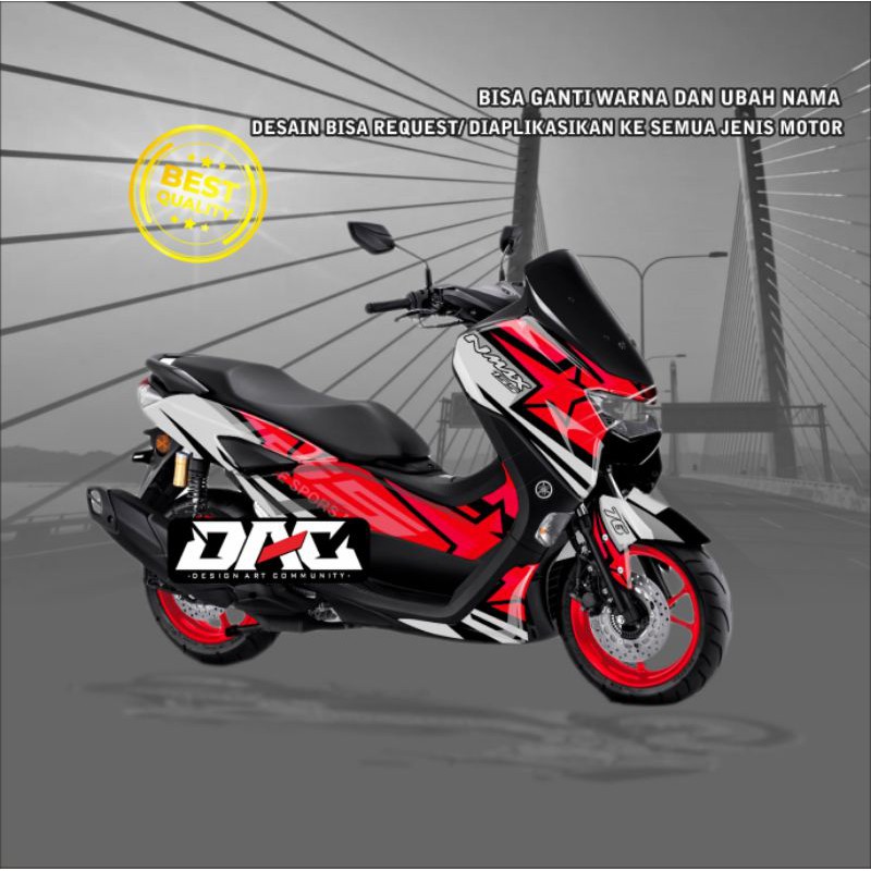 Sticker Decal full body NMAX grafis merah putih
