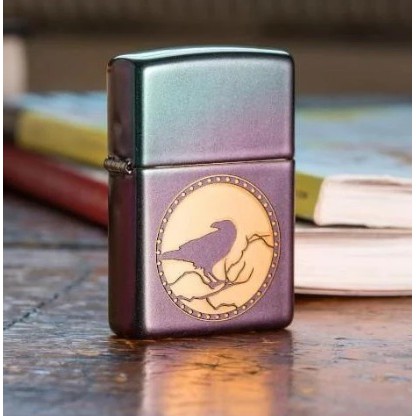 Zippo Original USA 49186 Raven Iridescent Engrave - Stok Lengkap Resmi