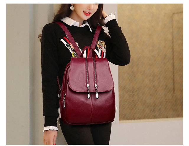 Tas Ransel backpack kulit wanita double zipper arista