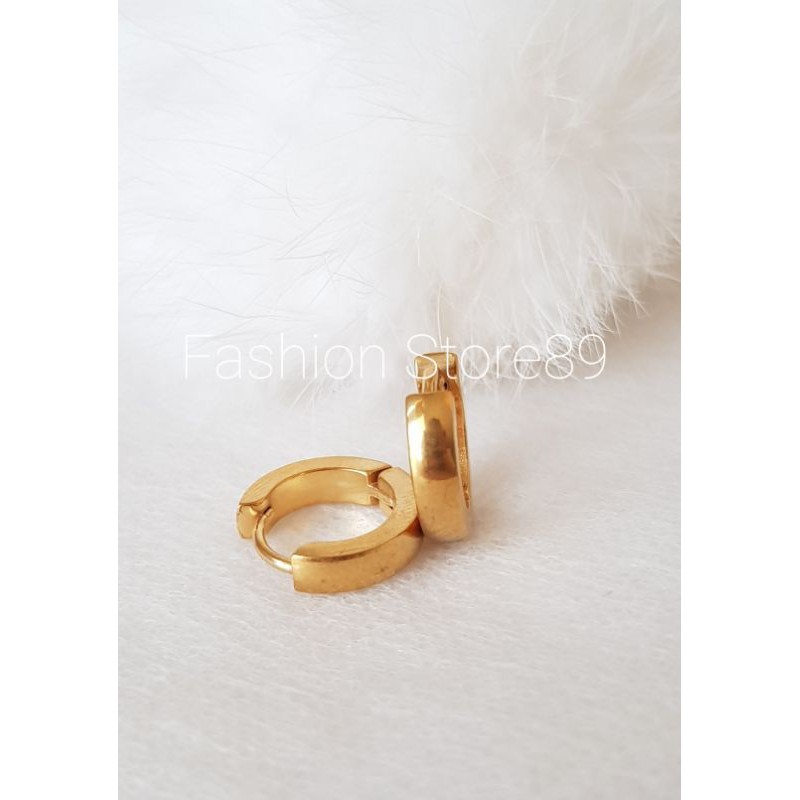 Anting Jepit bulat titanium gold import Antikarat best Quality impor titanium simple elegant ready