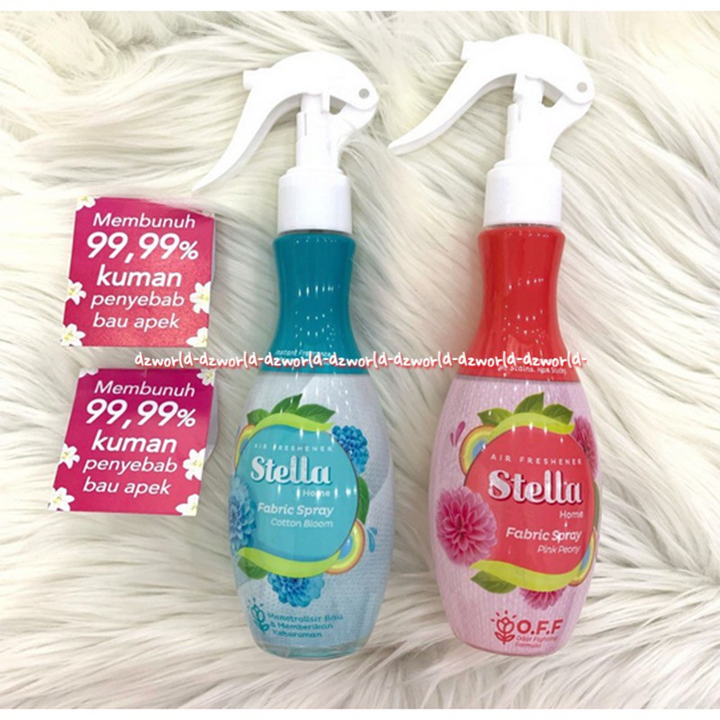 Stella Fabric Spray Pink Peony Cotton Bloom 200ml Spray Bunuh Kuman Menghilangkan Bau Apek Lembab Pada Baju Pakaian Stela Clothes Penghilang Bauk