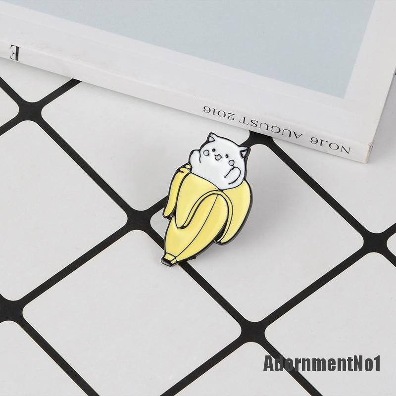 (Adornmentno1) Bros Pin Enamel Bentuk Kucing Pisang Untuk Wanita