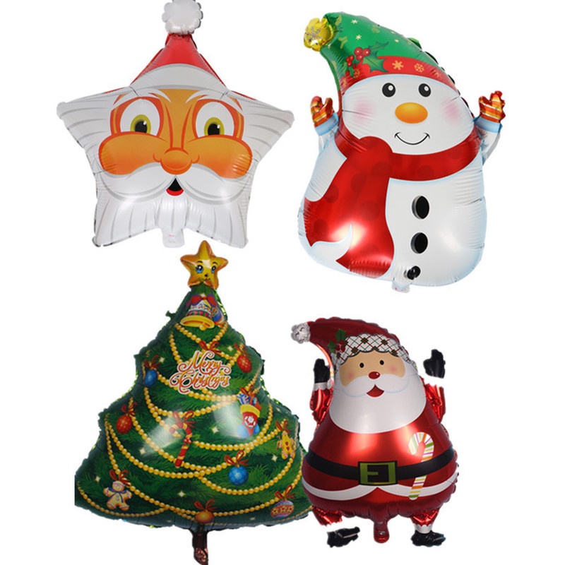 [1 Pc Pack] [ Large Christmas Foil Balloons ] [Santa Claus Reindeer snowman balloon][Snowman Santa Claus Elk Christmas Tree Decoration ][For Birthday Wedding Party Home Decor Supplies]