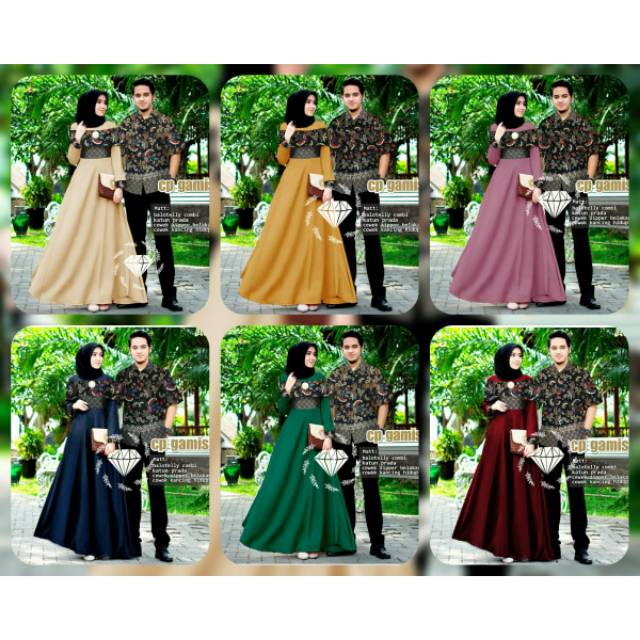 CP MARSELLA BATIK PAKAIAN PASANGAN COUPLE KEMEJA DAN GAMIS MAXY KR ADA VIDEO REAL PICT