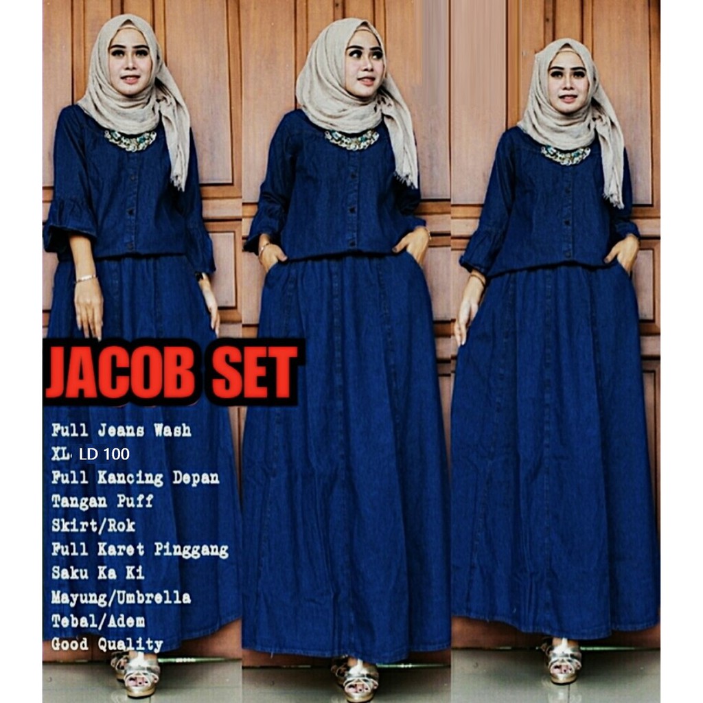 JACOB SET/ SETELAN TEROMPET PECAH JEANS ORIGINAL GBM