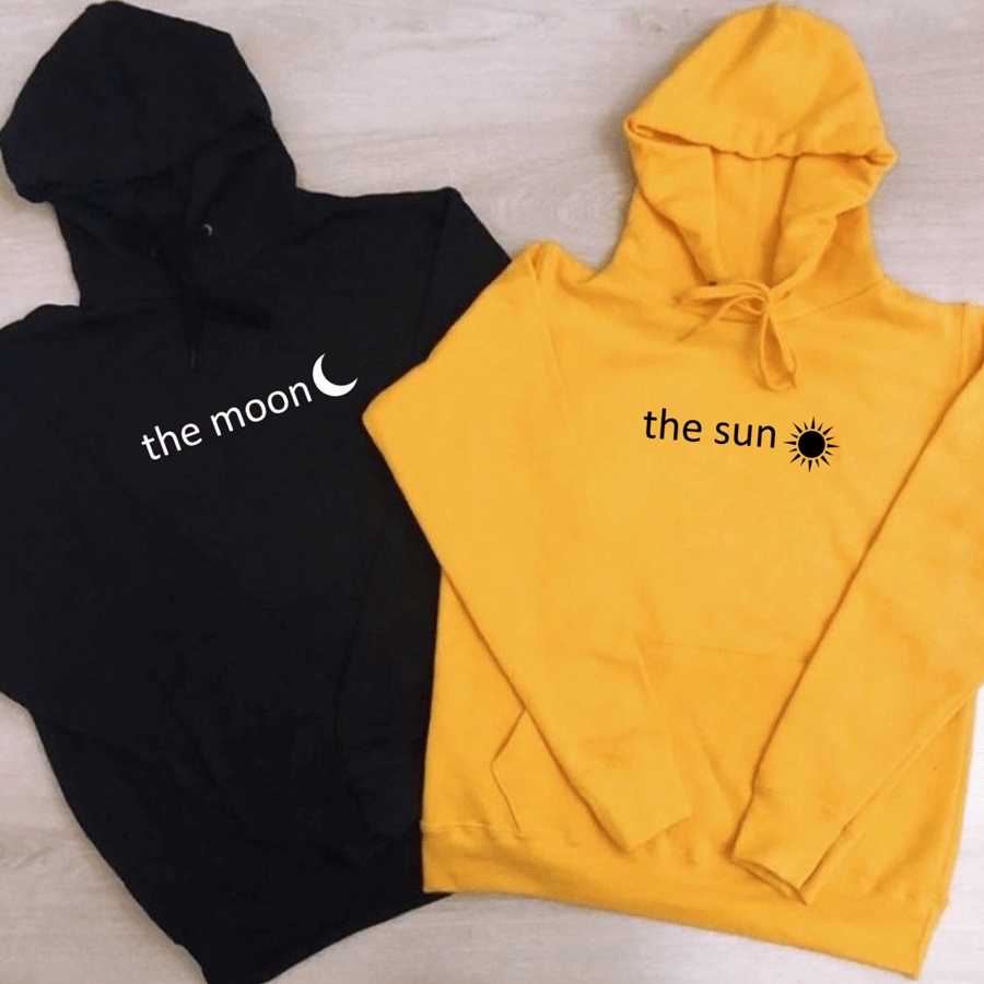 Parisdivarious Sweater Hoodie Jemper The Sun The Moon Bahan Fleece Size S - XXL (Pria &amp; Wanita)