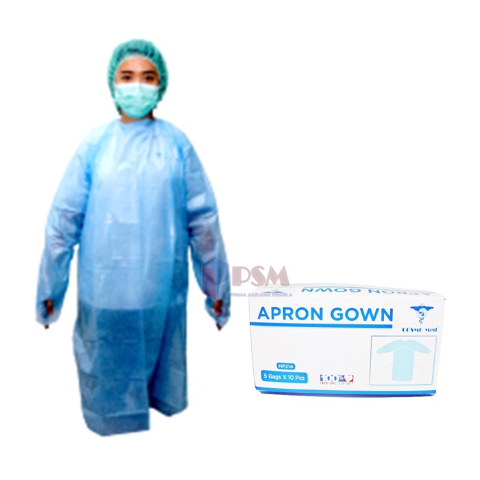 Apron Medis Plastik Lengan Panjang / sejenis CPE Gown Onemed eceran