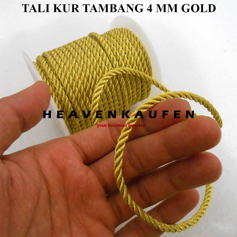 Tali Kur Tambang 4 mm Warna Gold Emas Untuk Tali Craft Dll Meteran