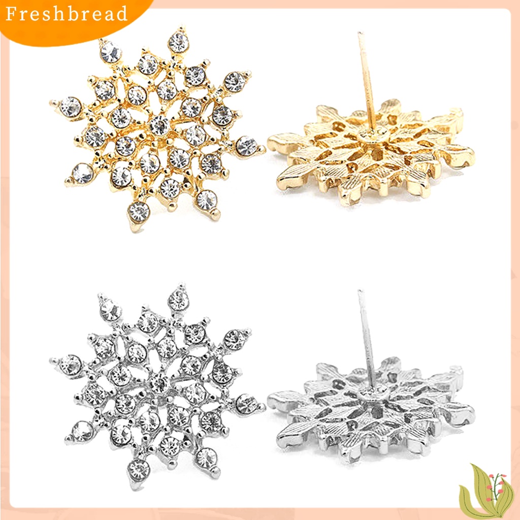 ? Fresh ? Anting Tusuk Motif Snowflake Hias Berlian Imitasi Elegan untuk Wanita / Hadiah