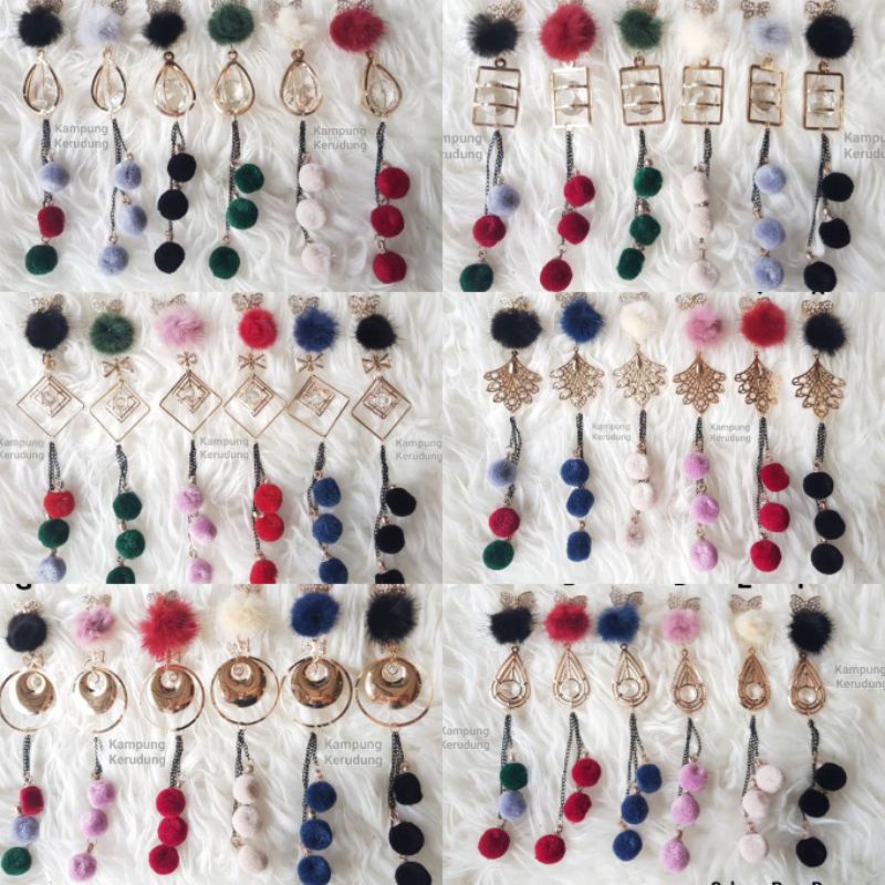 Bros Dagu Pom Pom Cantik Aksesoris Jilbab Hijab Pasmina Segiempat Muslimah Brooch