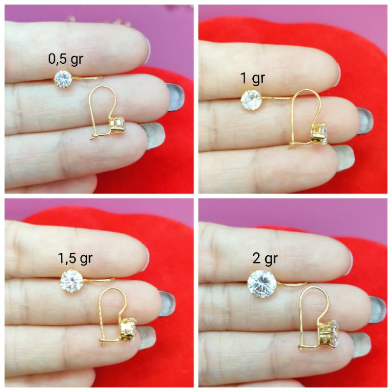 ANTING DESI MATA PUTIH ( PERAK 925 ) LAPIS EMAS 24K