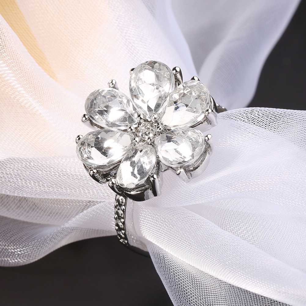 Hu Hu Hu Hu Hu Alat Bantu Pasang Kacamata♡ Cincin Wanita Desain Bunga Hias Cubic Zirconia Gaya Trendy Untuk Pernikahanpertunanganhadiah