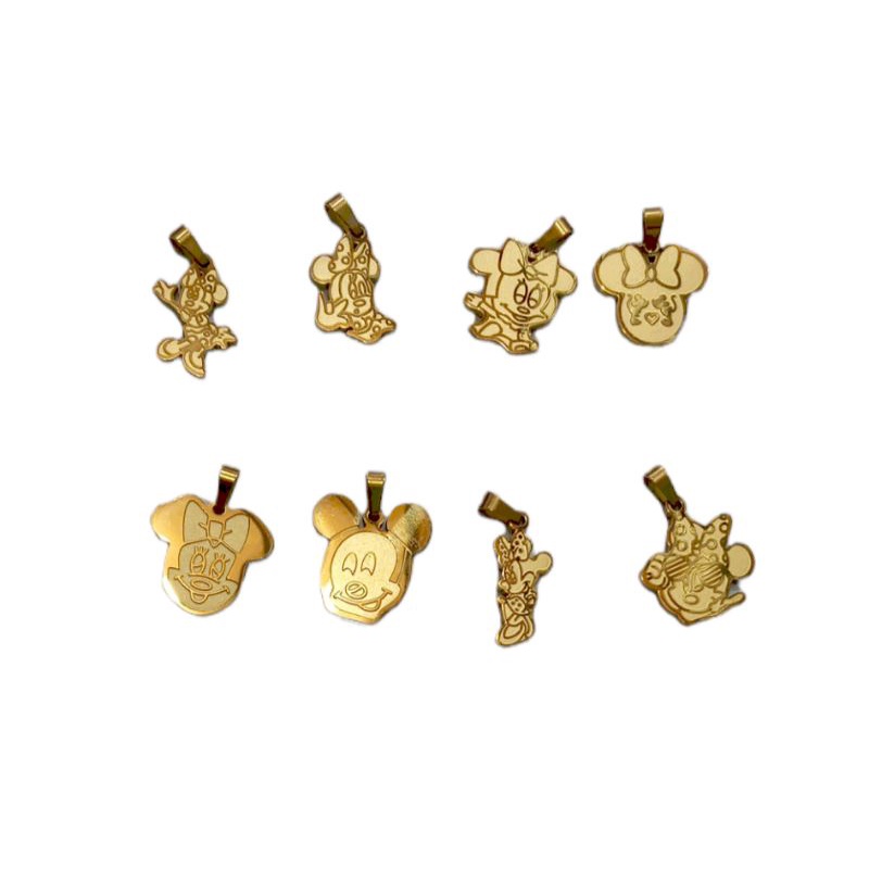 Liontin Bandulan Kalung Titanium kuning Motif micky mouse. 100% Asli Titanium