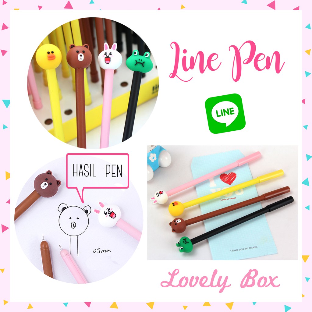 

4pc Line Pen / pulpen / pulpen lucu / brown cony
