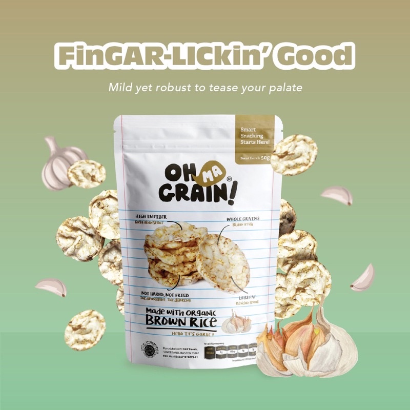 Ohmagrain! Popped Rice Crackers - Garlic