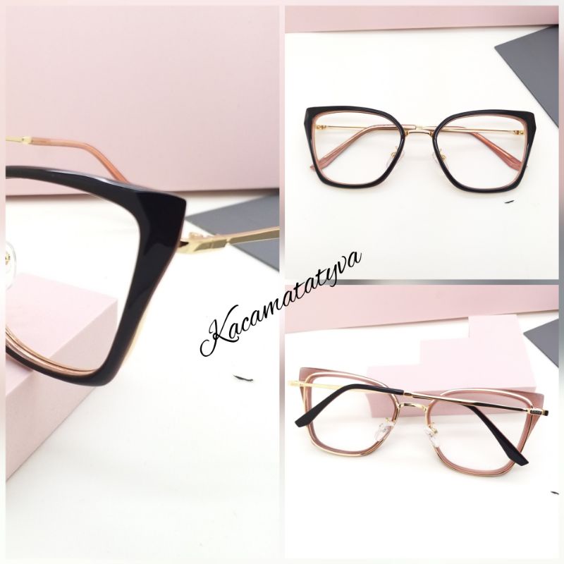 Frame MODERN SQUER 58821 | Kacamata Minus Wanita Antiradiasi Photocromic Blueray Bluecromicr