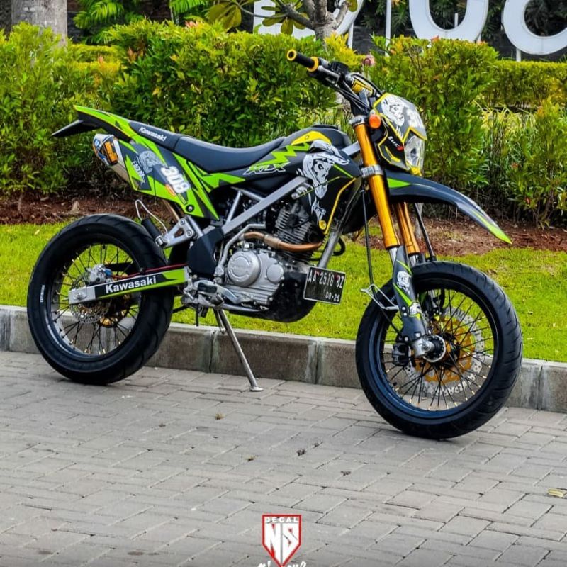 Stiker Motor KLX 150 BF Hijau Rock Hi Grip Cross Trail Supermoto Custom Variasi Qualitas Tinggi Orig