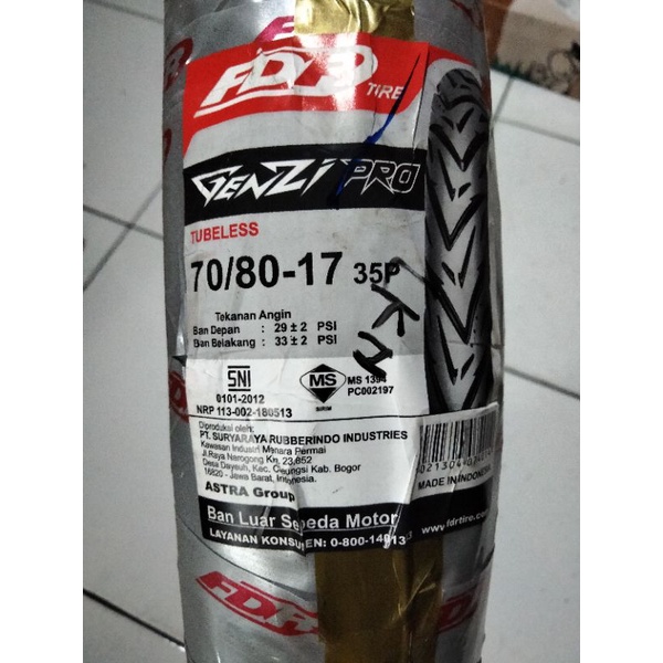 ban luar tubles FDR 70/80/17 genzi pro motor jupiter z mx supra x 125 vixion lama satria fu vega zr 