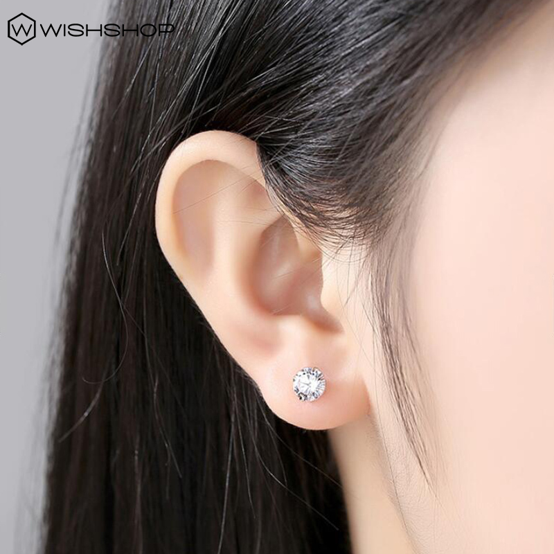 [1 Pairs Six Claw Zircon Stud Earrings ] [Ladies Elegant Rhinestone Studs Earrings] [Korean INS Simple Style Bridal Wedding Party Ear Jewelry]