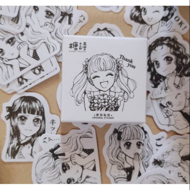 

Stiker lucu 45pcs bntuk anime perempuan untuk hiasan scrapbook notebook dll