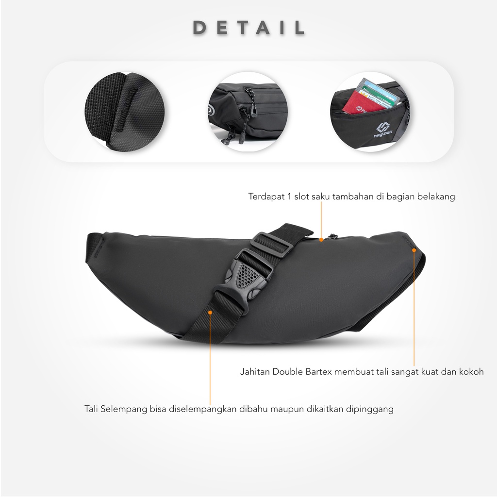 HEYLOOK Project - Tas Selempang Pria Waist Bag ASTERIX Waterproof Slingbag USB Connector Anti Sobek Anti Maling Anti Air Sling Bag Cowok Waistbag Distro Tas Pinggang Terbaru