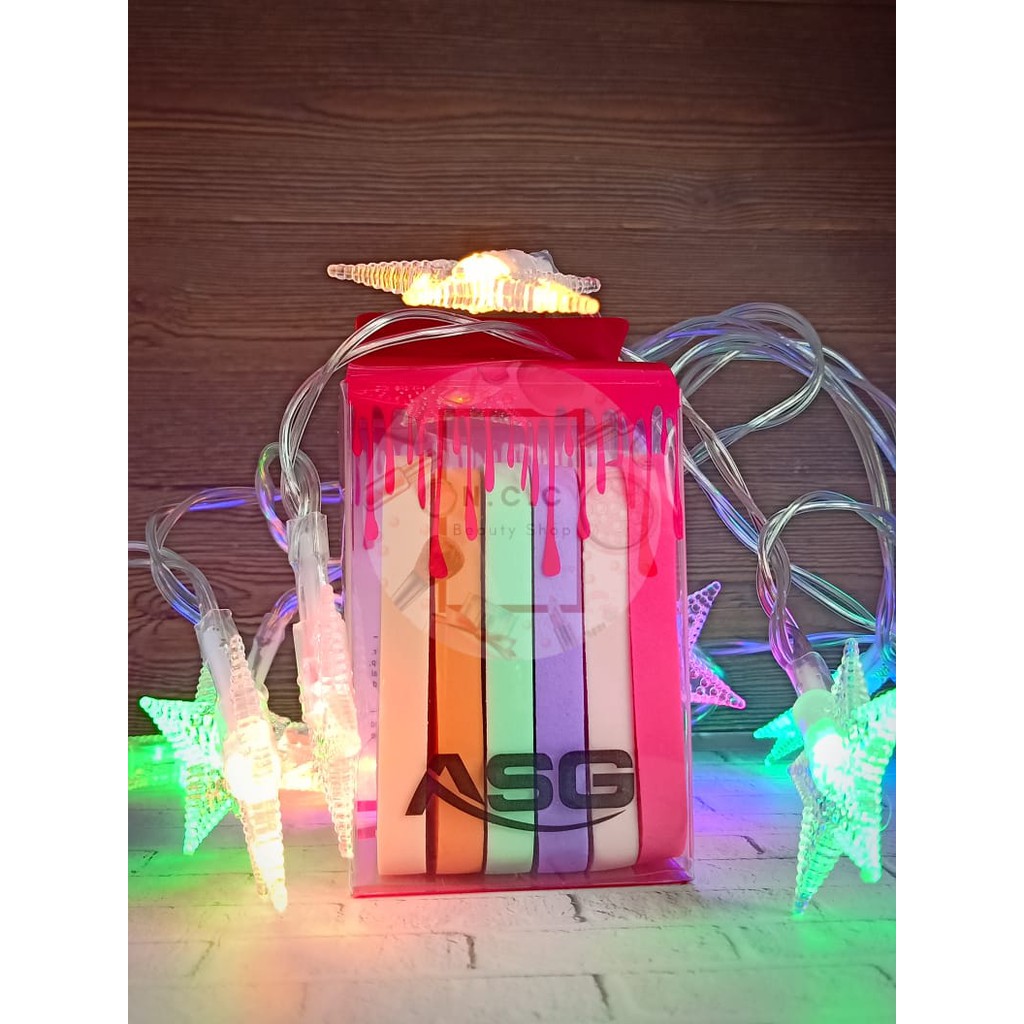 * NCC * ASG Spon Wajah Bedak - Segi Warna-Warni - Mika set isi 6 pcs