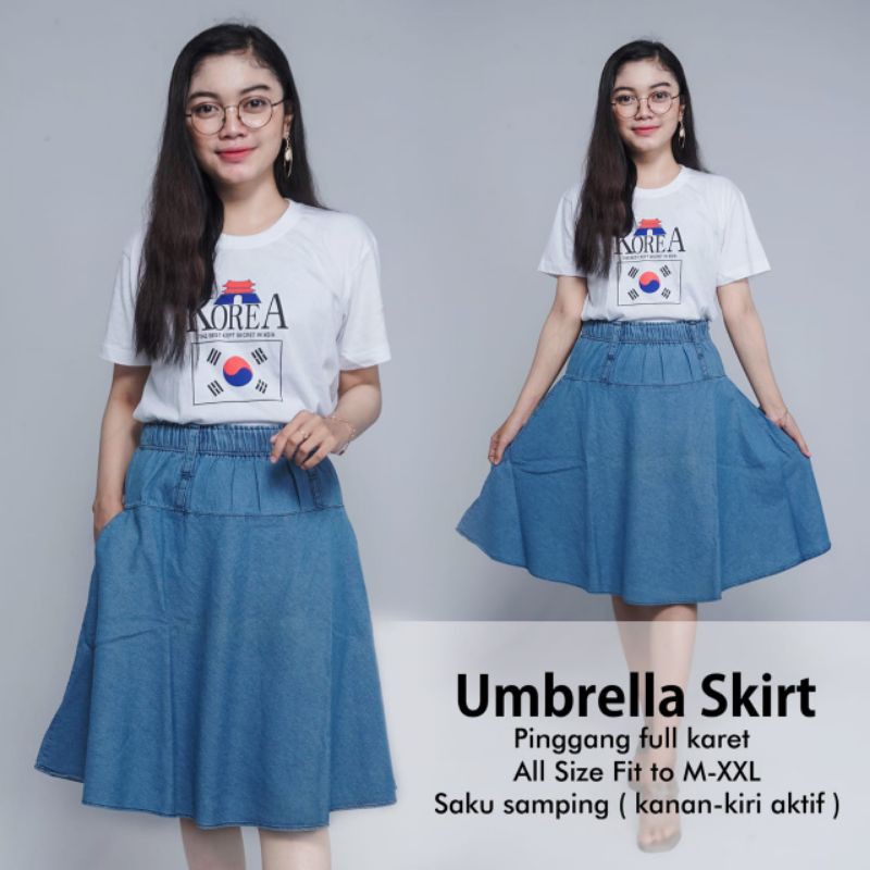 Rok Jeans Pendek Wanita Model Payung Murah