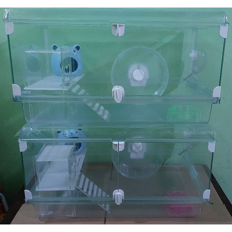 Kandang Hamster Gex Glass Harmony 600 Plus Uk 58x39,2x32cm