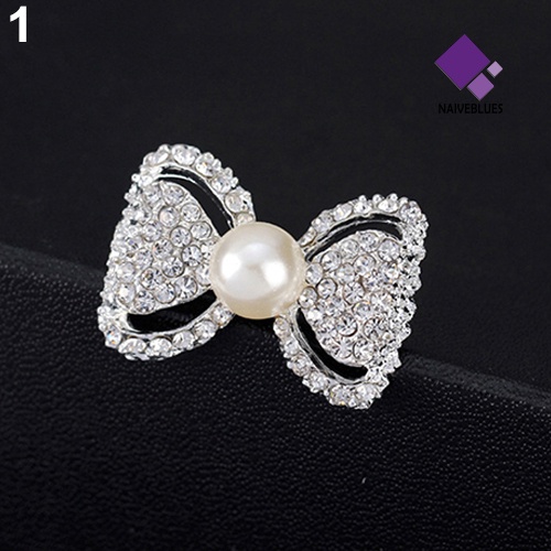Bros Pin Bentuk Ikatan Simpul Aksen Mutiara Berlian Imitasi Untuk Wanita