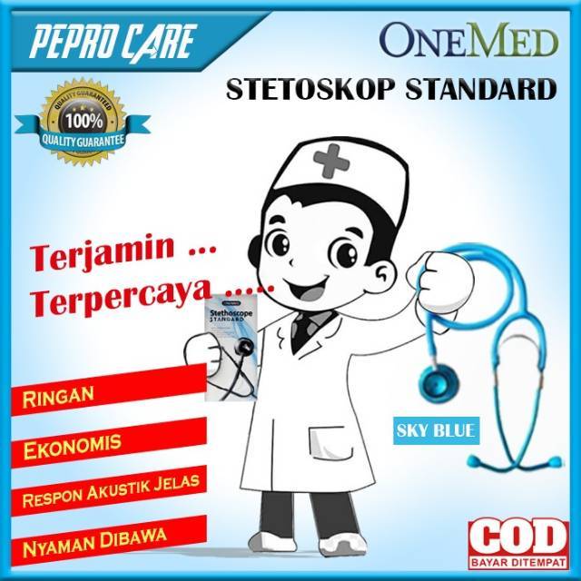 STETOSCOPE STETOSKOP DOKTER ONEMED MURAH STANDART STANDARD ONE MED WARNA BLUE BIRU PPF 44
