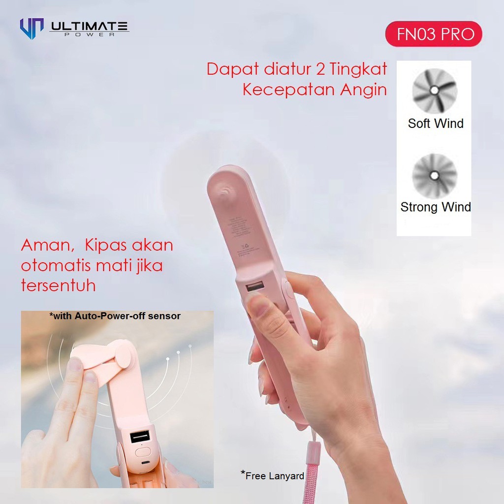 Ultimate Power 3in1 Mini Fan Kipas Angin Portable Multi Fungsi FN03 PRO