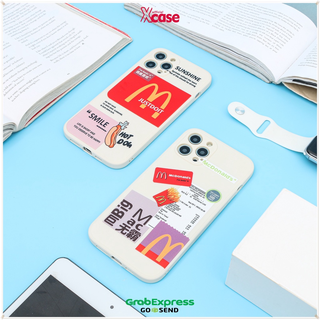 Soft Case MCD Mcdonalds French Fries &amp; Hot Dog Edge Square Full Lens Cover Casing Vivo Y91 Y91C Y12 Y12S Y20 Y30 Y50