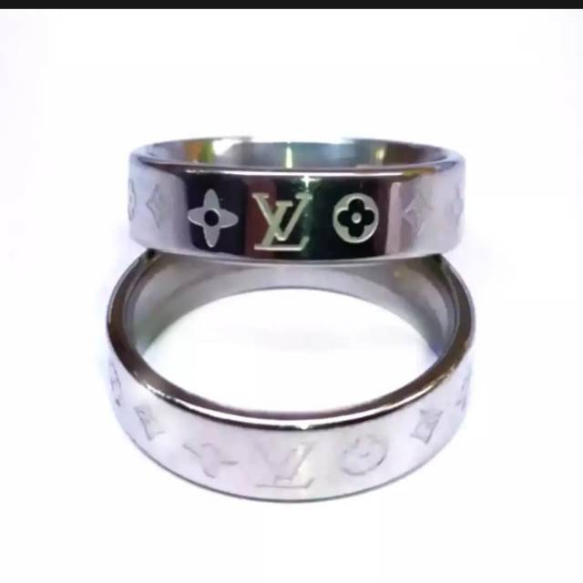 BISA COD Cincin titanium/tunangan/couple motif warna putih termurah