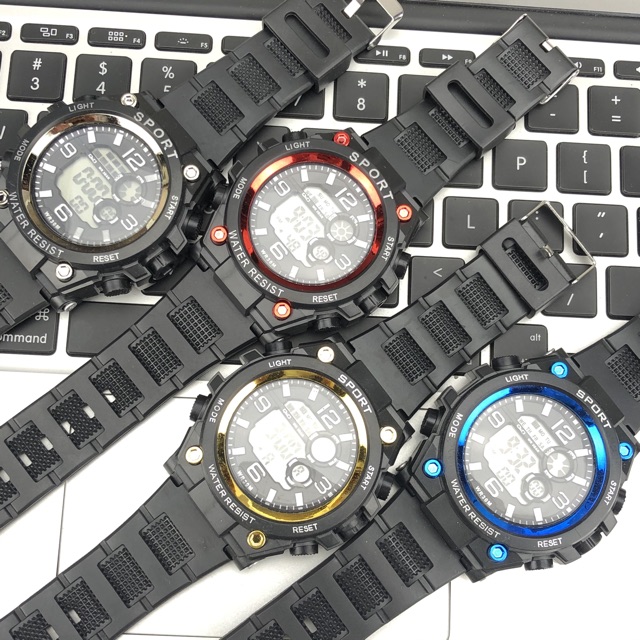 ［Ready Stock］Jam tangan digital sport LED pria ready 4warna s1046