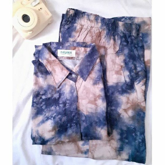 one set tie dye / one set rayon / baju tie dye / pajamas rayon / setcel rayon / setelan tie dye