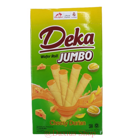 

Deka Jumbo Wafer Roll Isi 20x16gr Rasa Chessy Durian, Choco Banana, dan White Cofee