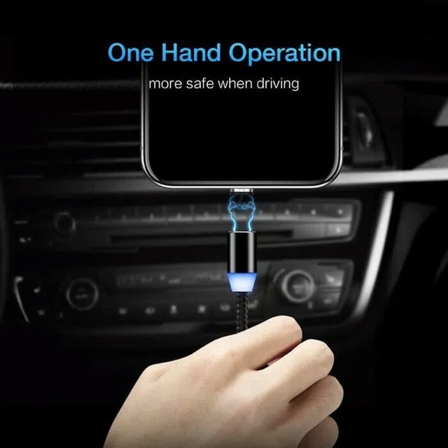 Kabel Data Magnetic Charger Cable Usb 3IN1 2.4 Fast Charger Micro Type C LIGHTNING Kabel Data Magnet Led Warna