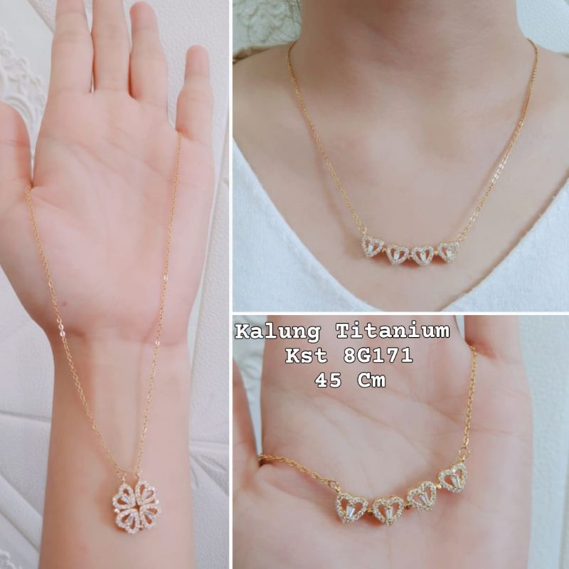 Kalung Titanium Wanita 4 Love Permata