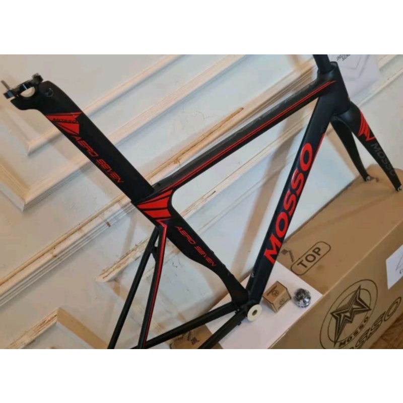 Frame Roadbike Mosso 739SCA Aero Seven Size 490mm Warna Hitam Merah . Rangka Sepeda Balap Road Bike 739 SCA Size Ukuran 49cm 490 mm