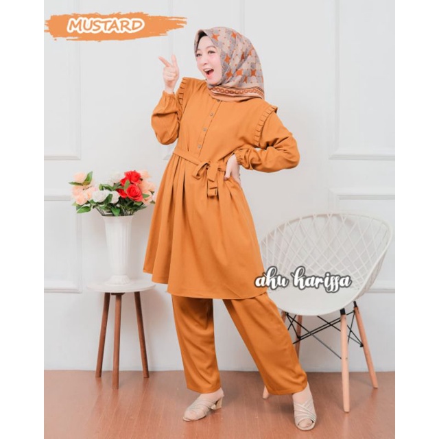 Baju One Set Ity Crepe/Setelan Ity Crepe Ori Aku Karissa/Setelan Celana Ity Crepe/Baju Setelan