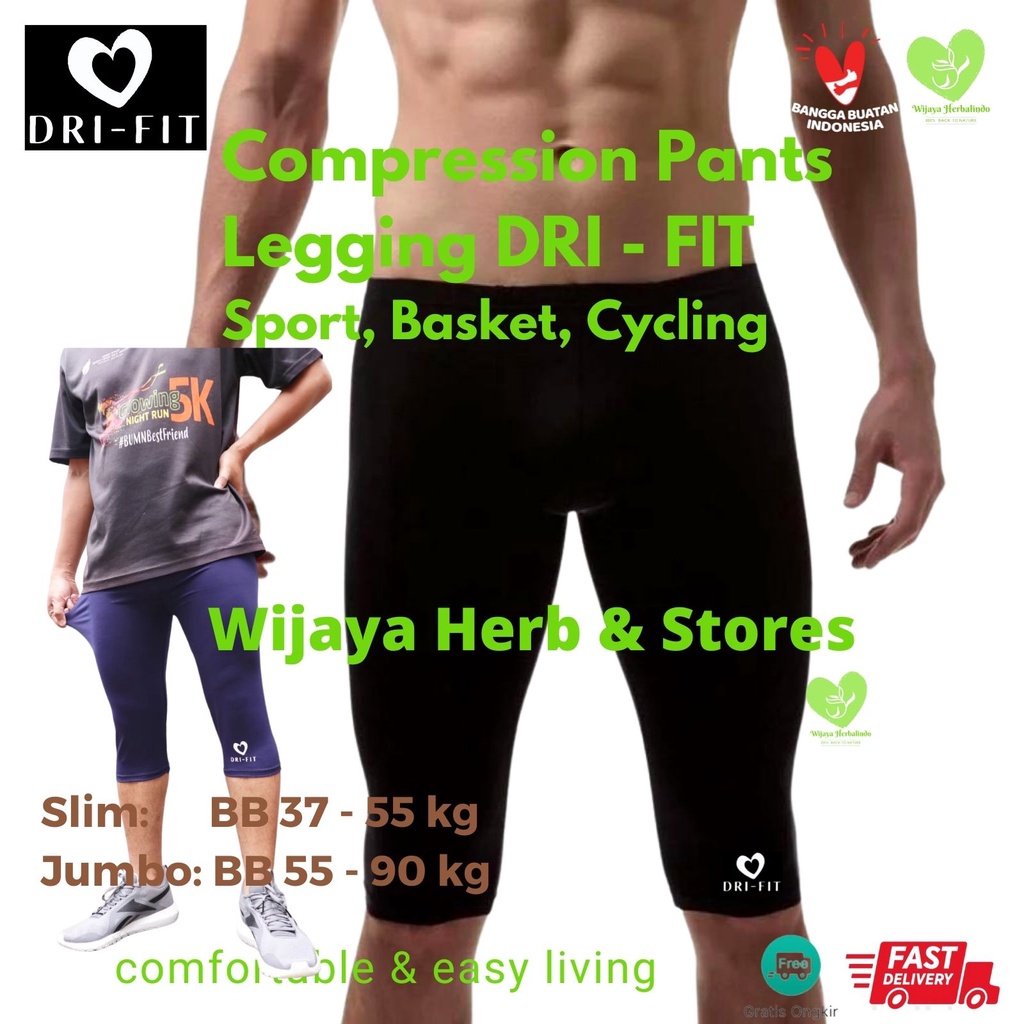 [SPORT] Compression Pants Legging Celana 3/4 Pria Celana Ketat Base Layer  Basket Gowes Olahraga Legging Pria Size Slim &amp; Jumbo