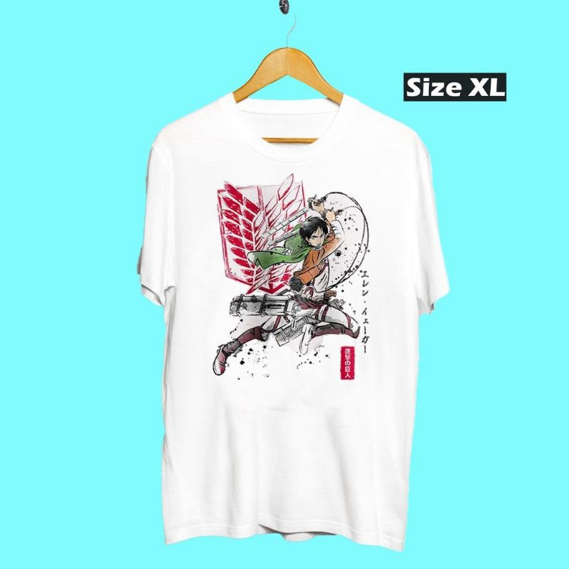 Fourfashion Kaos Pria Kaos Distro AOT ERREN INKBRUSH White EL022