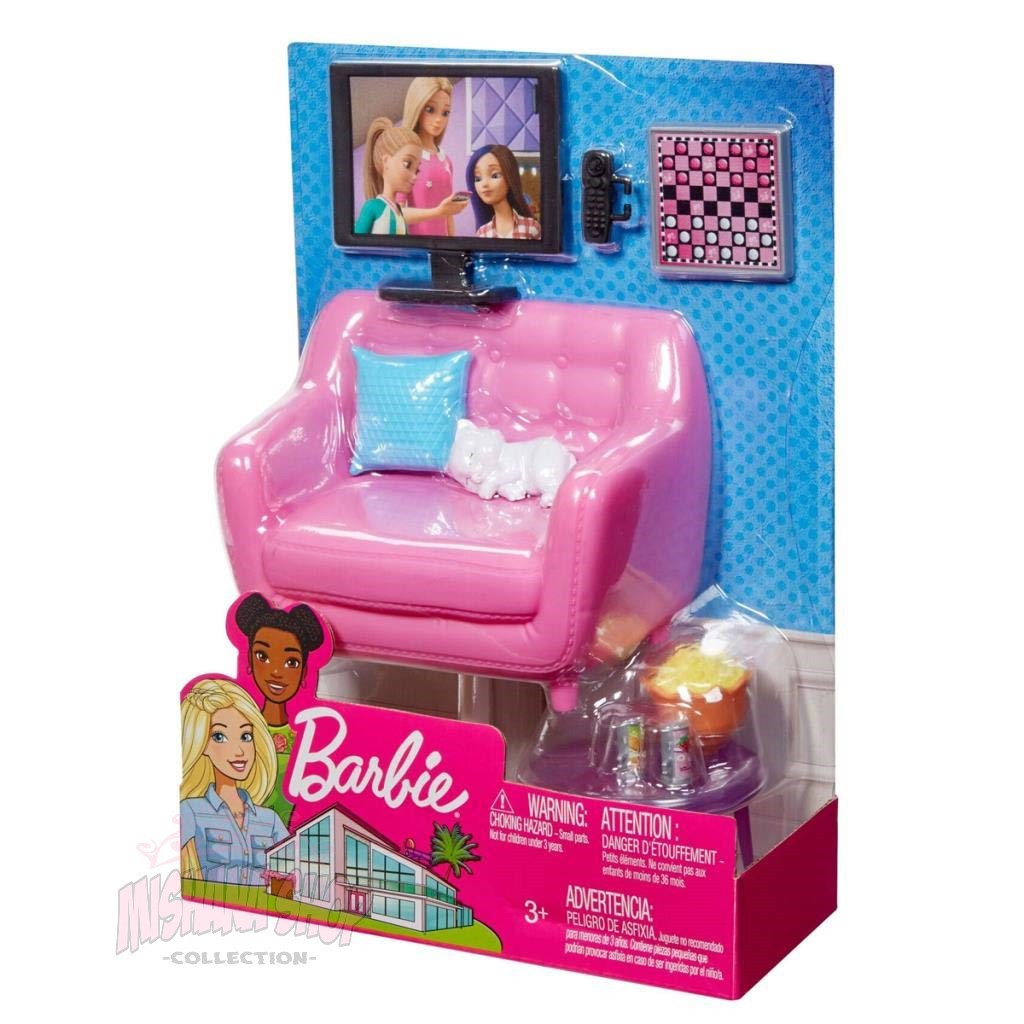 Mainan Edukasi Anak Barbie Indoor Furniture Assortment The Living Room Set Murah Original Shopee Indonesia