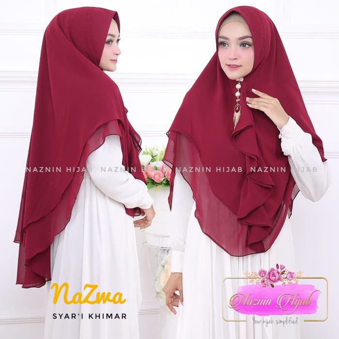 Jilbab Khimar Syari Rempel Nazma Ceruti 2 Layer