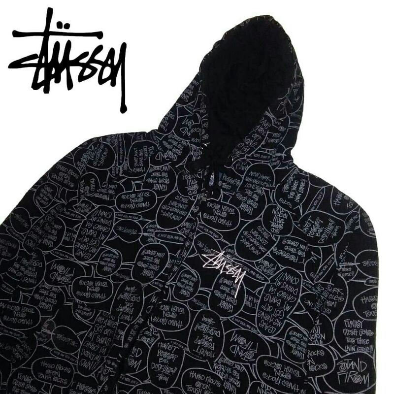 Jaket Vintage Zip Hoodie Stussy Fullprint Second Bekas Preloved