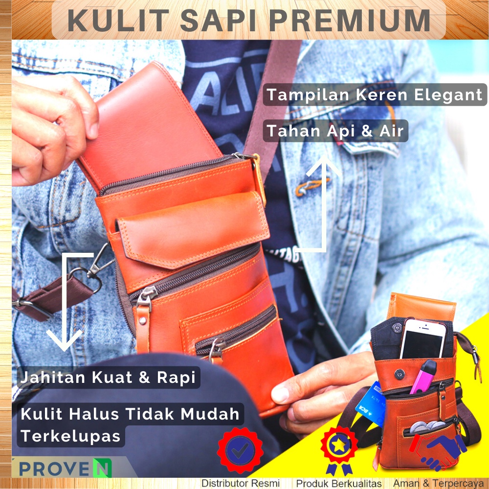 Tas Selempang Pria Wanita Kulit Asli Tas Slempang Pria Kulit Sapi Asli Tas Selempang MULTIFUNGSI P052 KUALITAS TERJAMIN MEMUASKAN