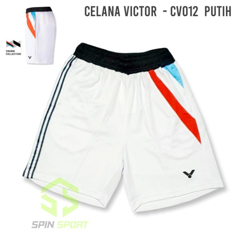 [CV012 Putih] Celana Pendek Victor Crown Collection Import Premium Badminton Bulutangkis Short Pants Pria Cowok Laki Laki Sport Kolor Olahraga Fashion CV012 Shorts Short Pant-2